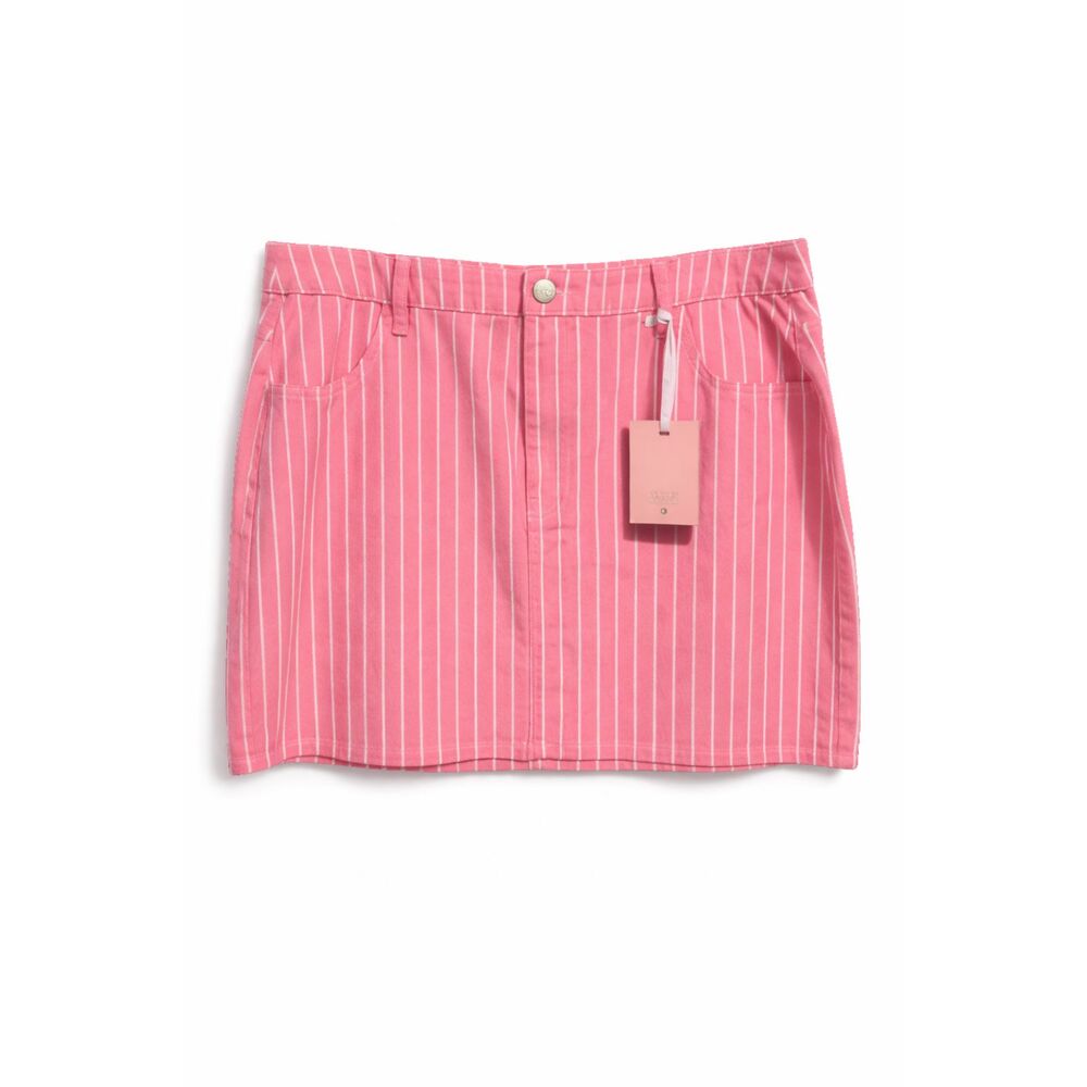Pink & White Striped Mini Skirt Cotton Blend Spring Valentine Style